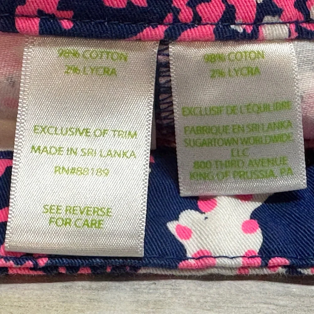 Lilly‎ Pulitzer Hazellle stretch Shorts Navy Pink Coral Reef Size 00 Side Zip